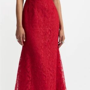 LELA ROSE TULIP LACE SEAMED A LINE DRESS